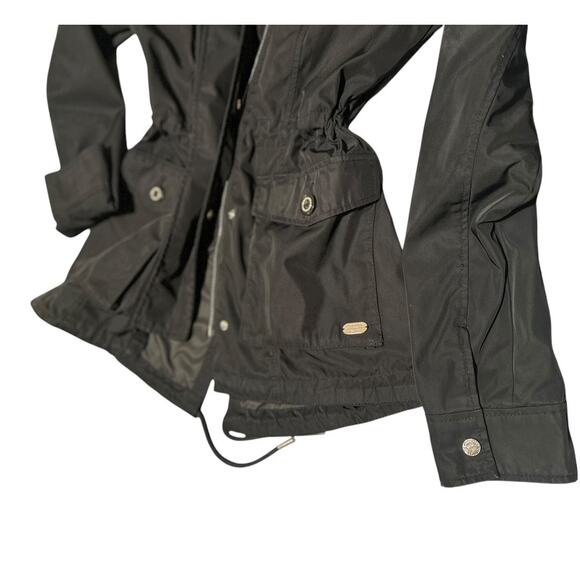 Abercrombie & Fitch Women's extra small Black NYLON PARKA Coat rain jacket - Picture 8 of 10